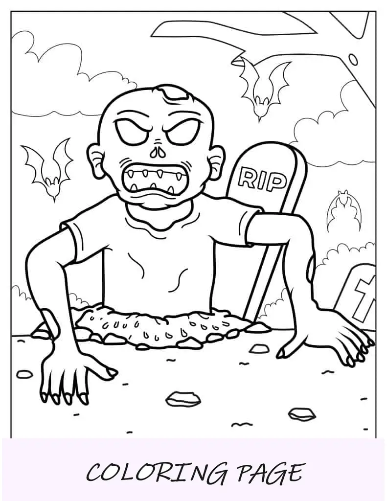 Folha para colorir de zumbi infectado