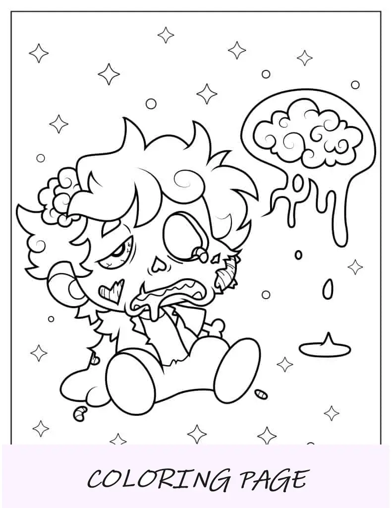 Folha para colorir de zumbi Kawaii