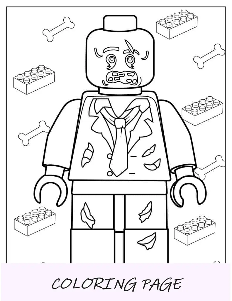 Folha para colorir Lego Zombie para crianças