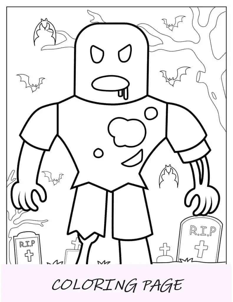 Página para colorir Roblox Zombie para crianças