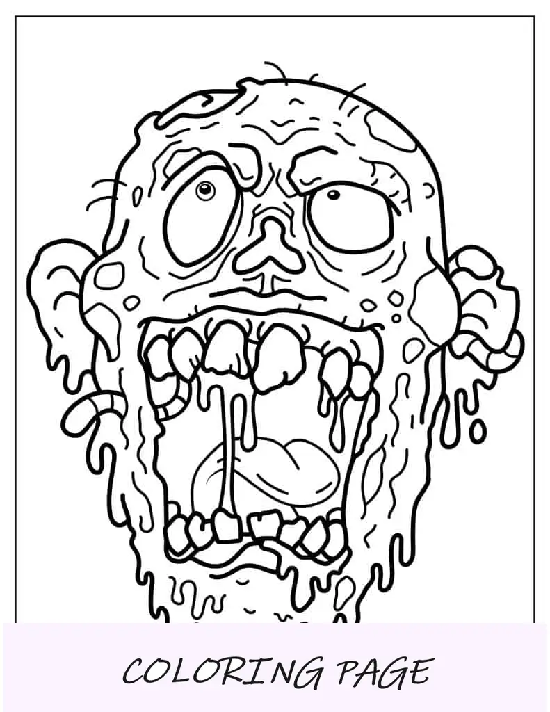 Cara de zumbi assustador com carne podre