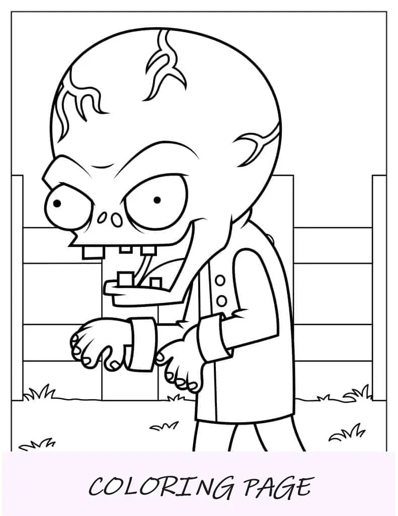 Zumbi de desenho animado com cérebro grande
