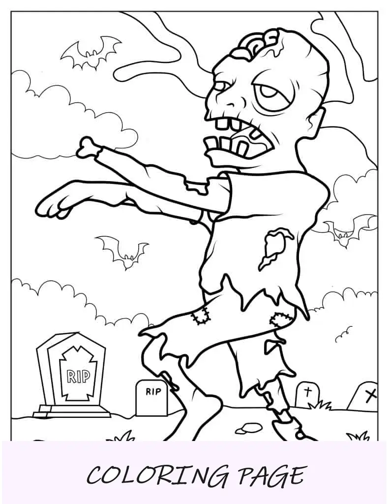 Zumbi de desenho animado com ossos e carne podre
