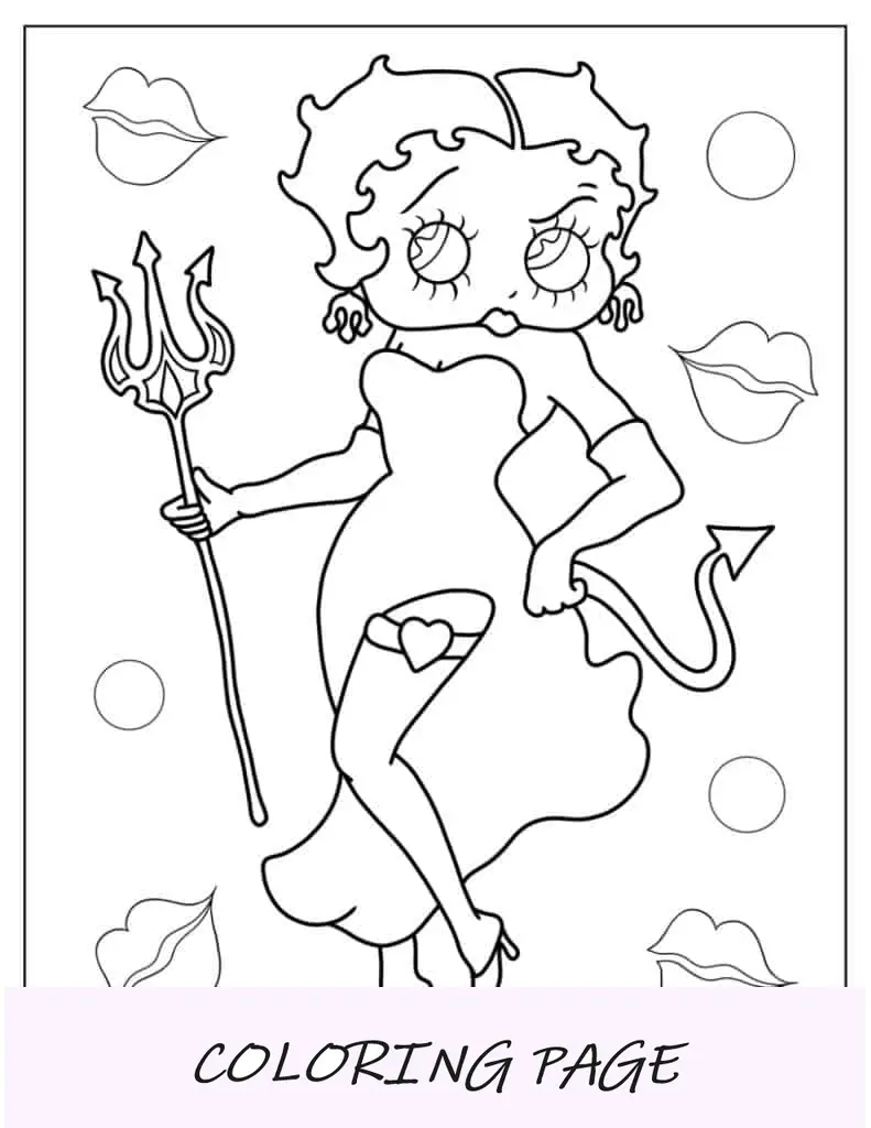Hoja para colorear del diablo Betty Boop