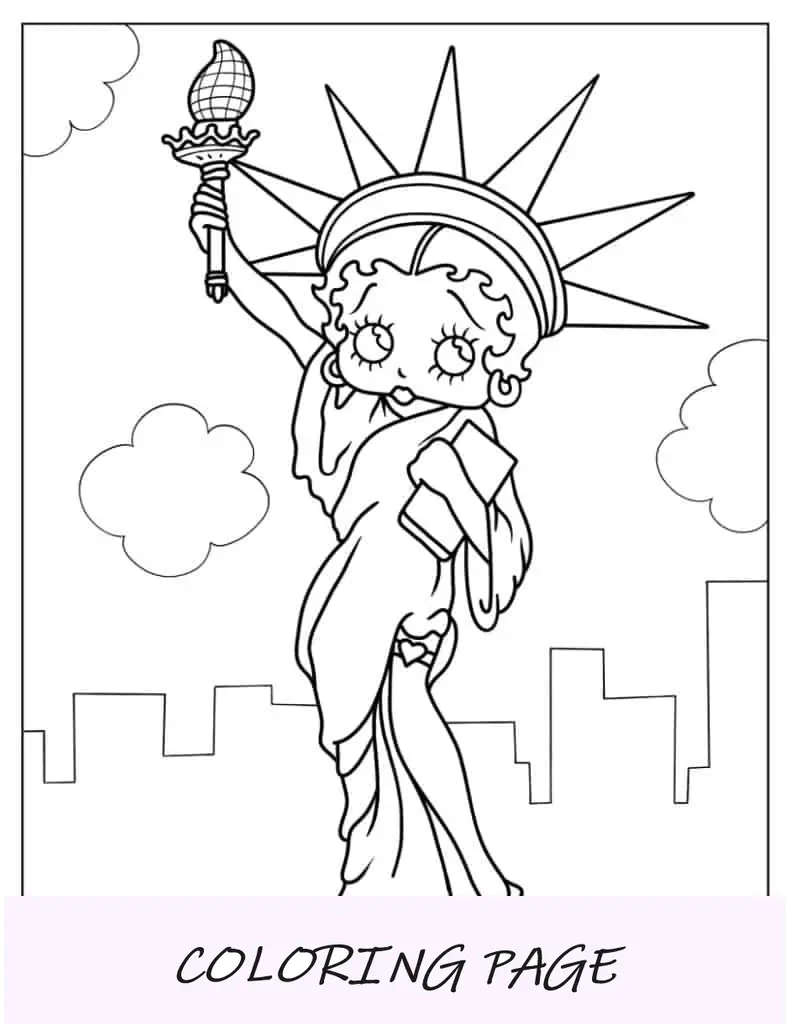Betty Boop Estatua De La Libertad Para Colorear