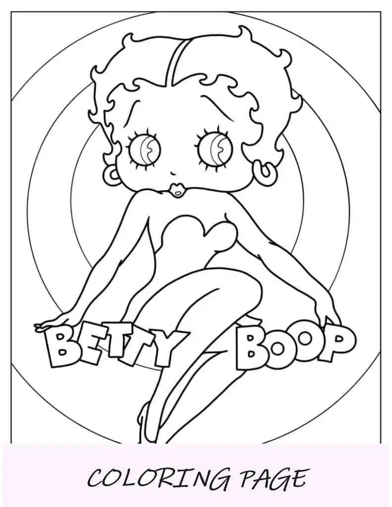 Hoja para colorear de Betty Boop Póster