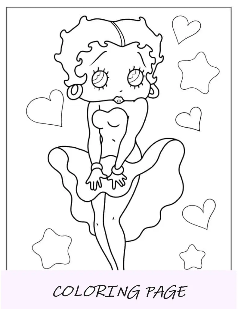 Betty Boop en pose de Marylin Monroe para colorear