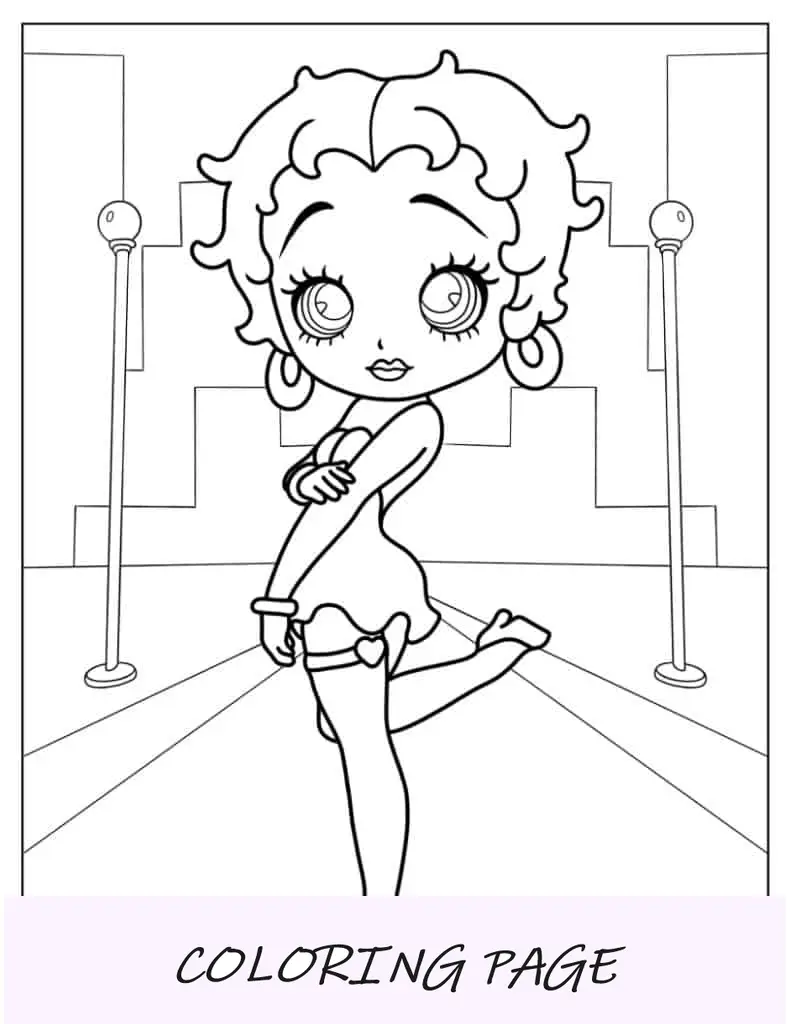 Chibi Betty Boop para colorear para niños en edad preescolar