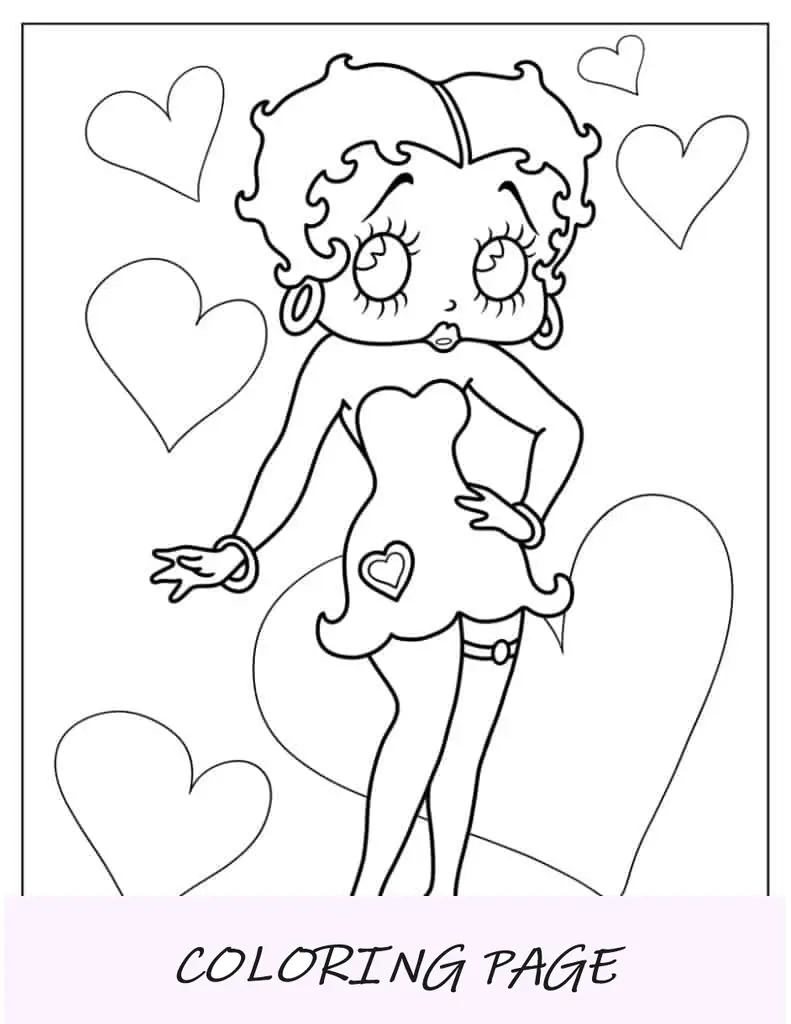 Betty Boop con minivestido para colorear