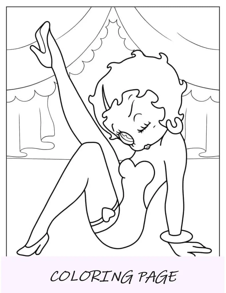 Betty Boop en el escenario Página para colorear