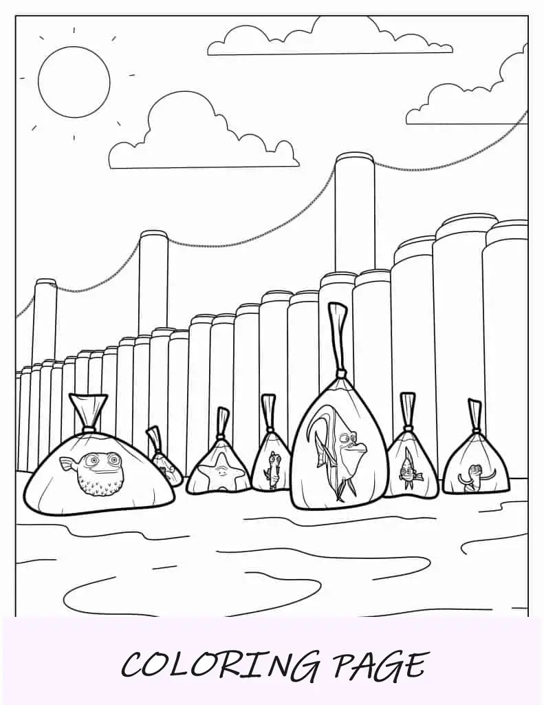 Peixes do aquário escapando para colorir
