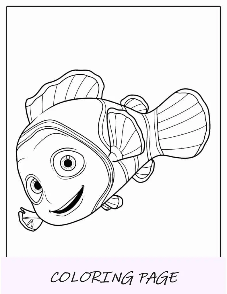 Página para colorir Nemo para crianças