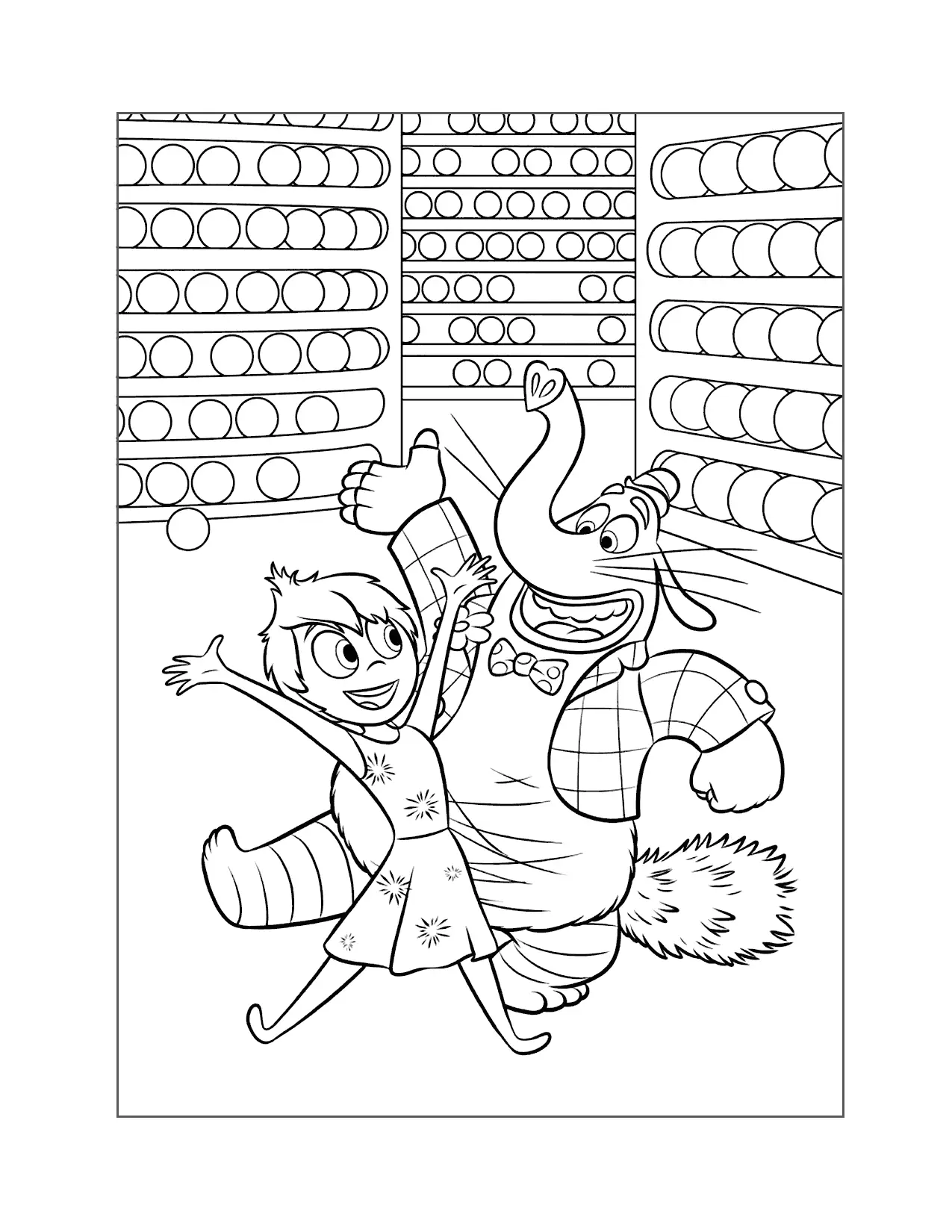 Joy And Bing Bong Dancing Inside Out Coloring Page
