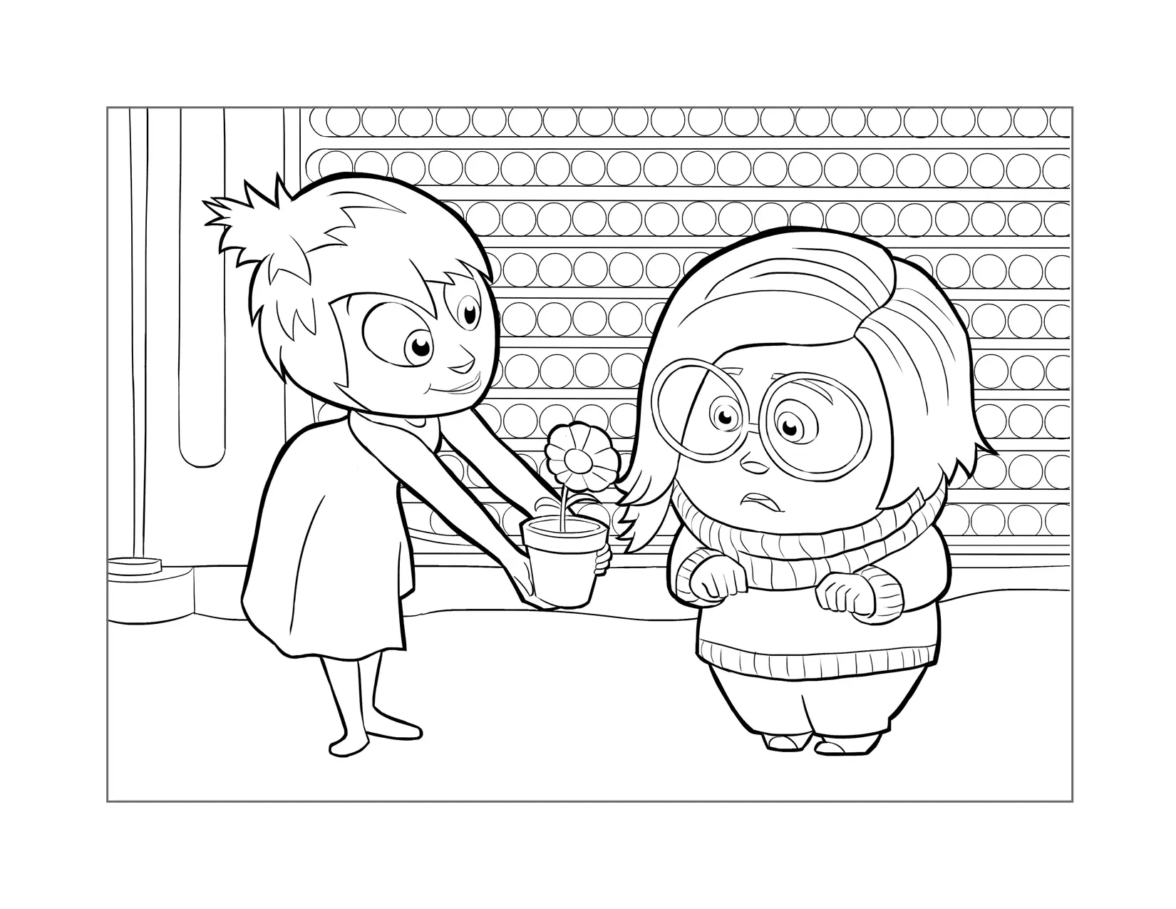 Joy Cheers Up Sadness Inside Out Coloring Page