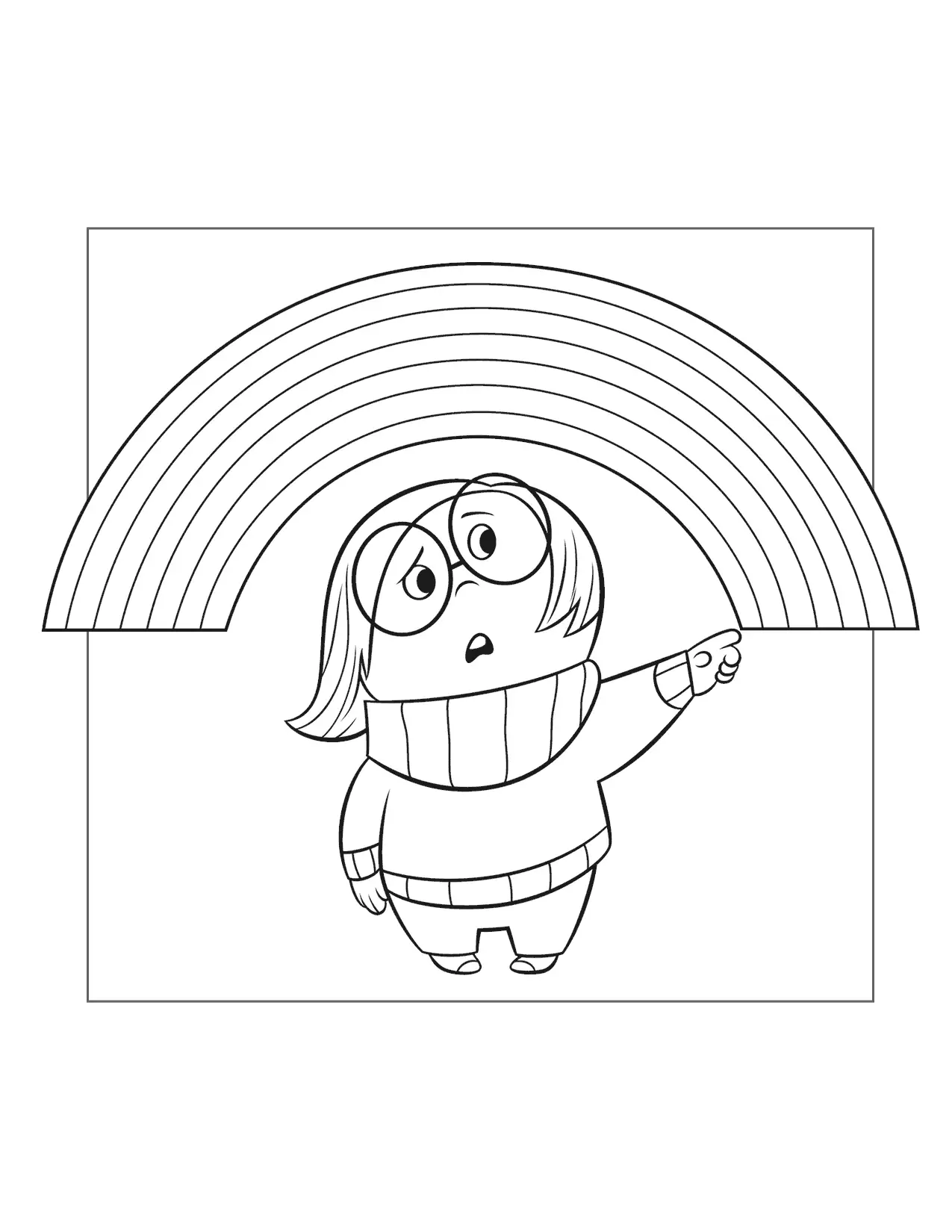 Sadness Rainbow Inside Out Coloring Page
