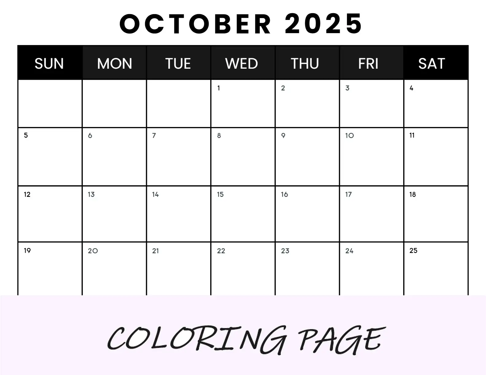 Calendario Octubre 2025 Imprimible Empresas 3 Apaisado