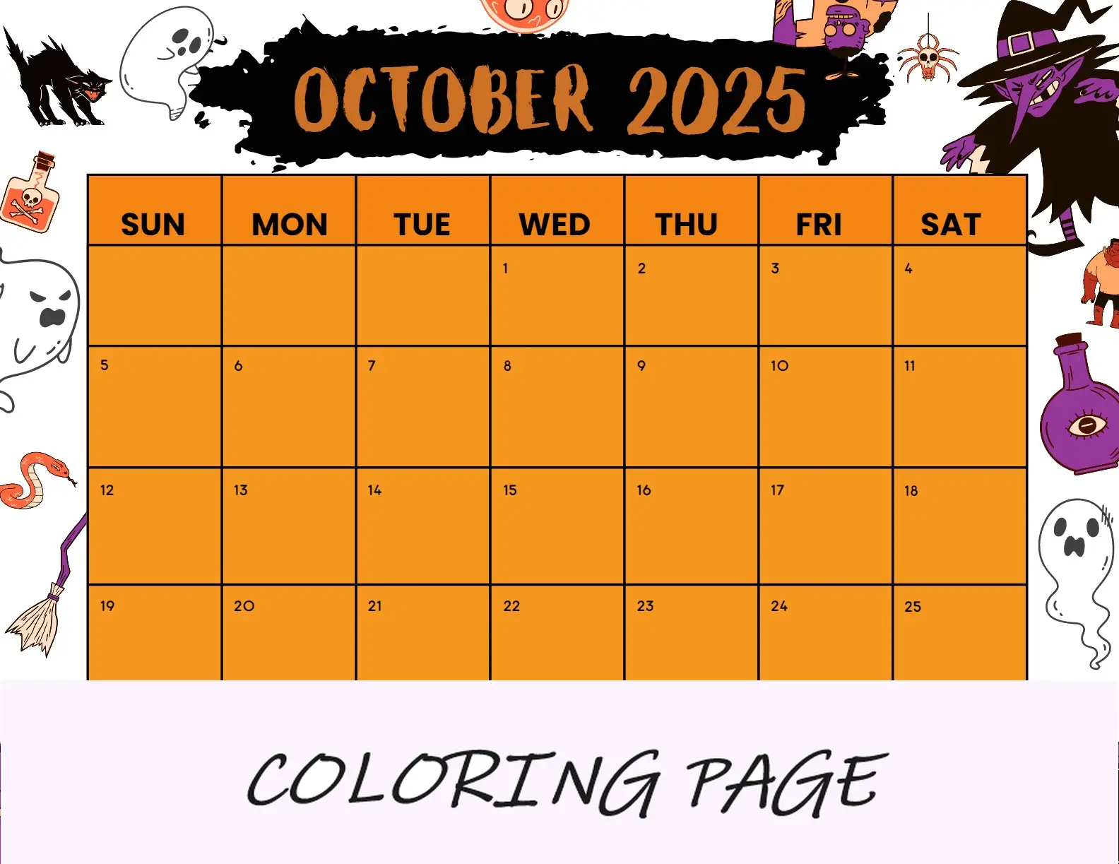 Calendario Octubre 2025 Imprimible Empresas 5 Apaisado