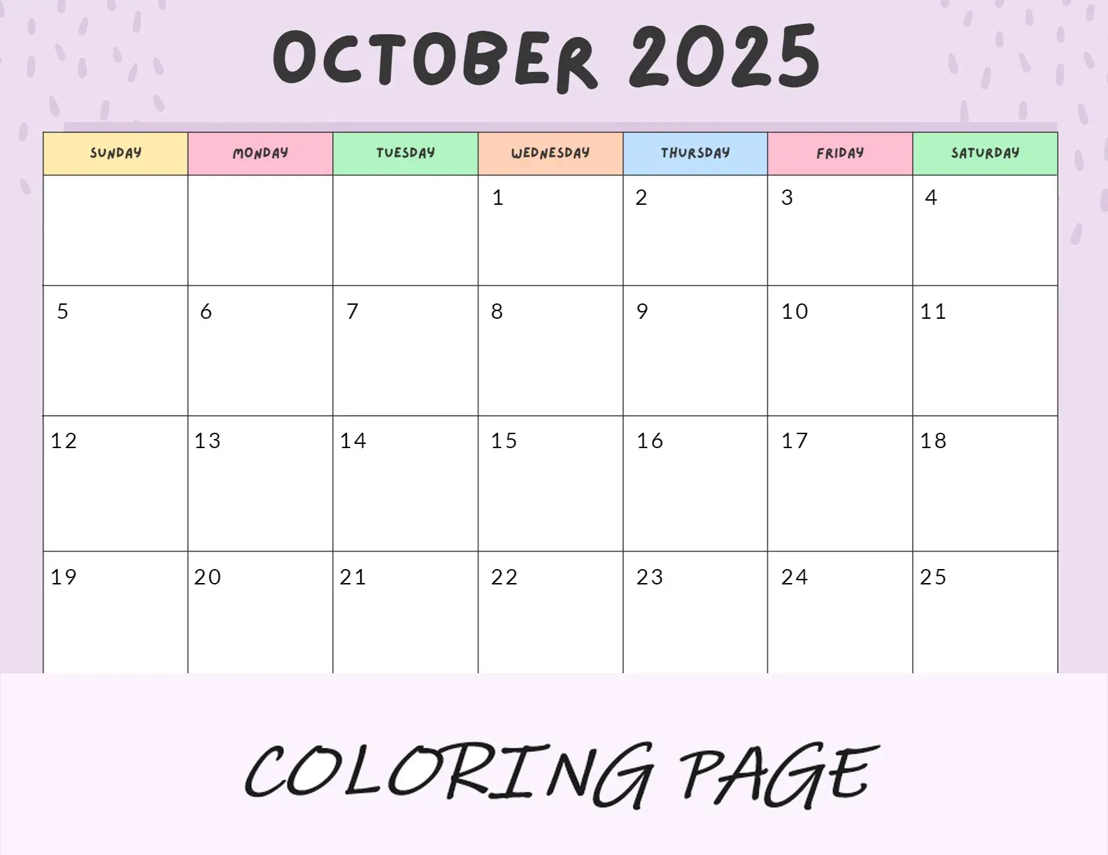 Calendario Octubre 2025 Paisaje Terrestre Imprimible