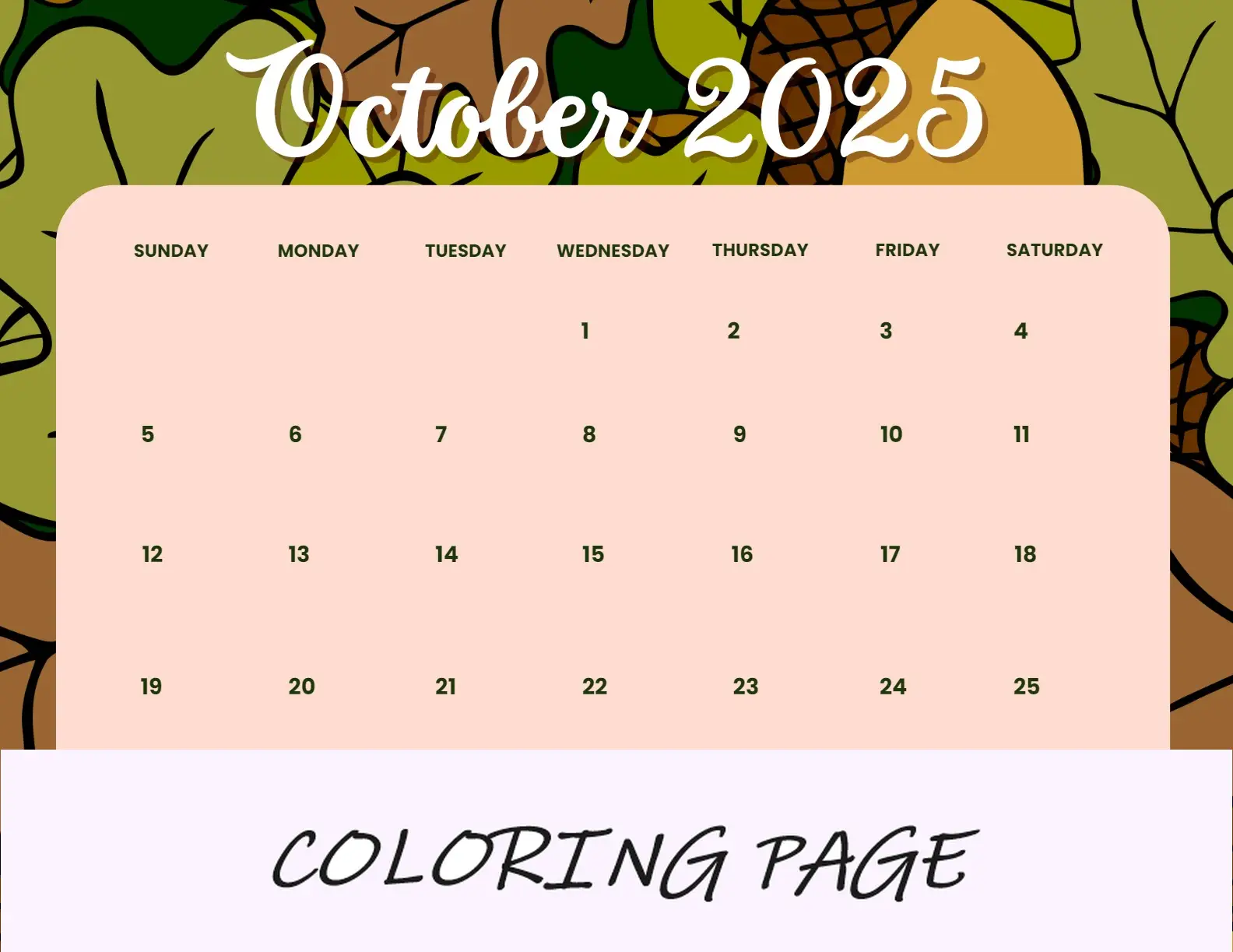 Calendario Octubre 2025 Imprimible Corporativo 2 Apaisado