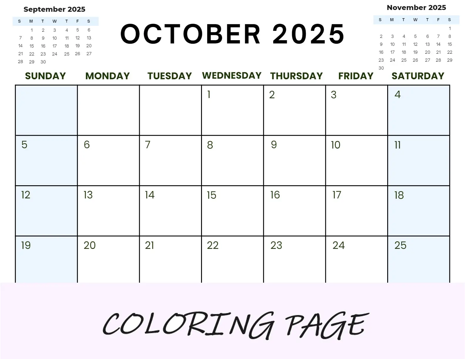 Calendario Octubre 2025 Imprimible Naturaleza Paisaje
