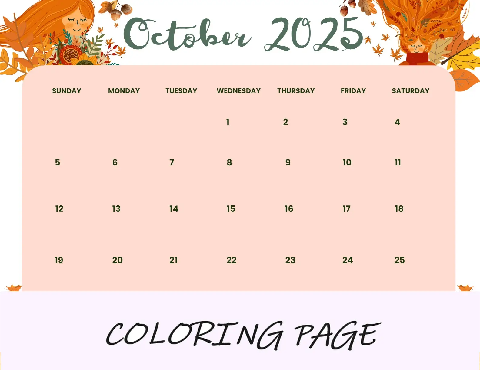 Calendario Octubre 2025 Paisaje Espeluznante Imprimible