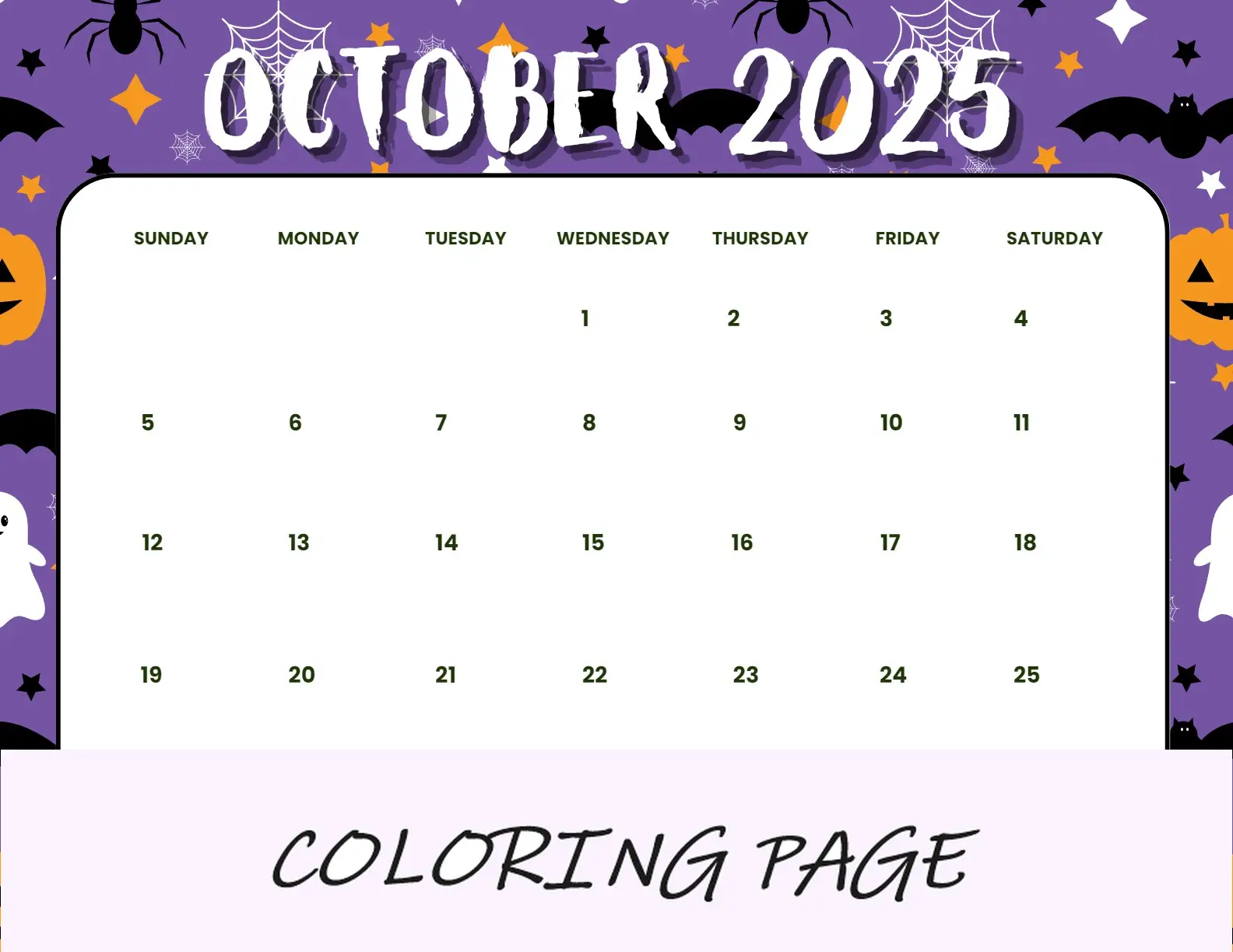 Calendario Octubre 2025 Para Imprimir Paisaje De Gatos