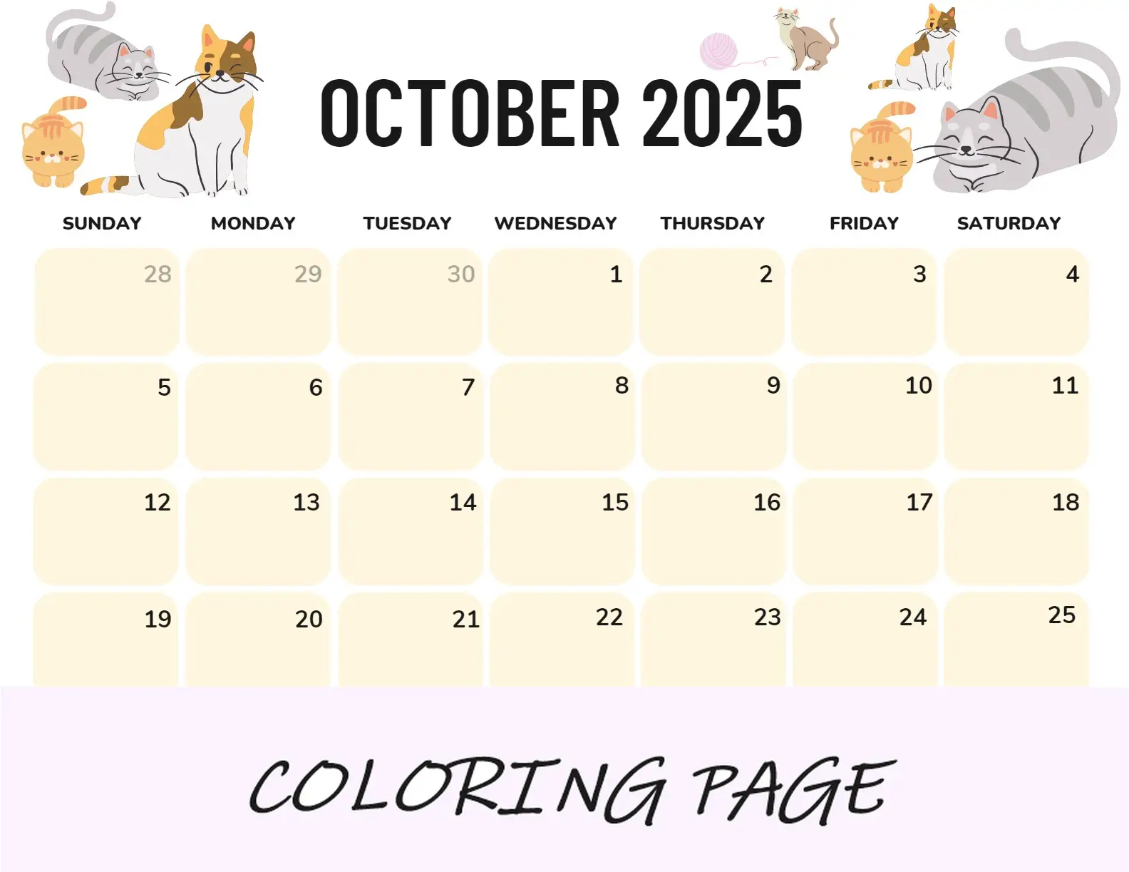 Calendario Octubre 2025 Paisaje Corporativo Imprimible