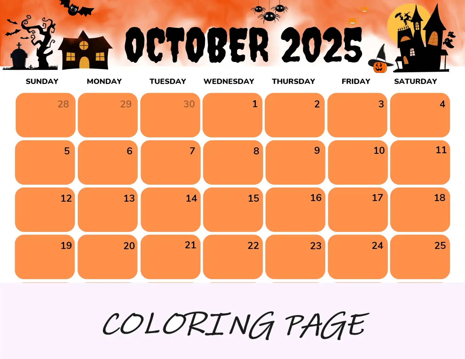Calendario Octubre 2025 Para Imprimir Con Retrato Verde