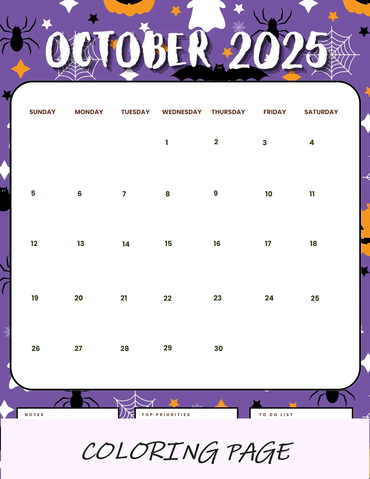 Calendario Octubre 2025 Retrato De Otoño Para Imprimir