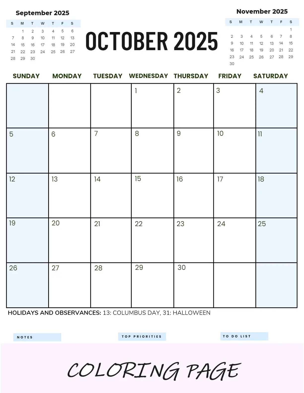 Calendario Octubre 2025 Retrato De Halloween Para Imprimir