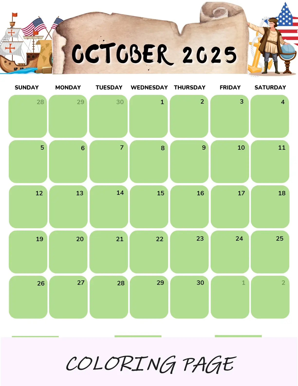 Calendario Octubre 2025 Imprimible Negocios 2 Retrato