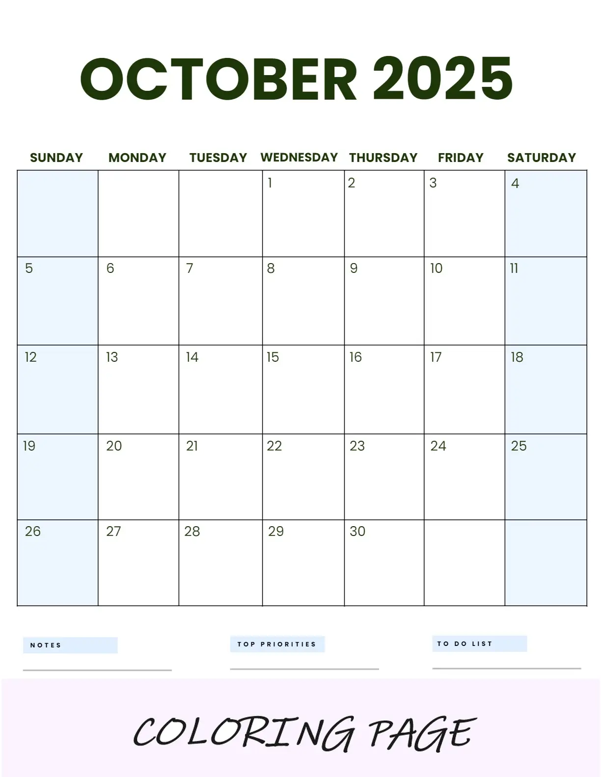 Calendario Octubre 2025 Para Imprimir Retrato Ventoso