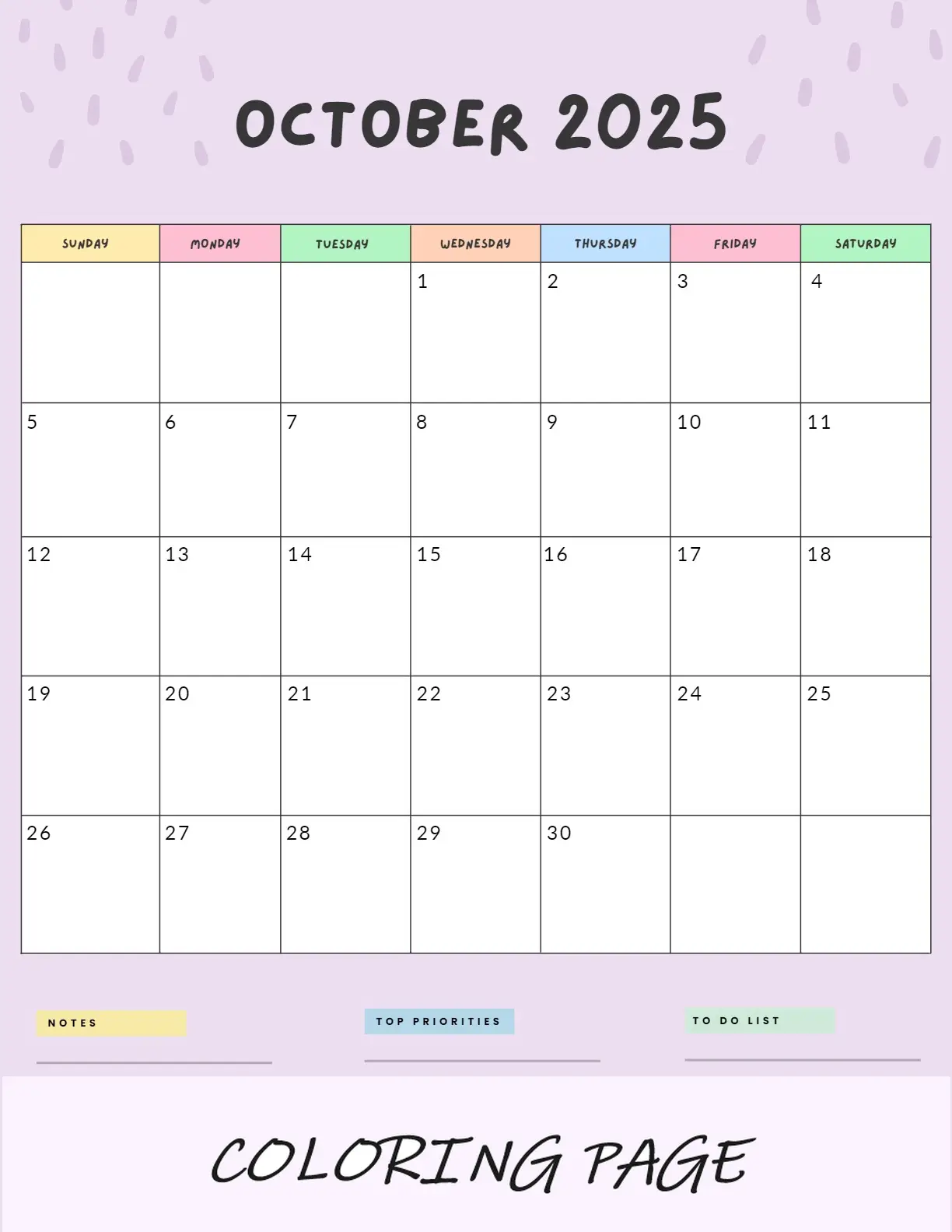 Calendario octubre 2025 Retrato embrujado imprimible