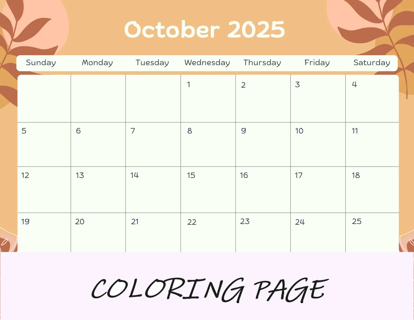 Calendario Octubre 2025 Imprimible Empresas 2 Apaisado
