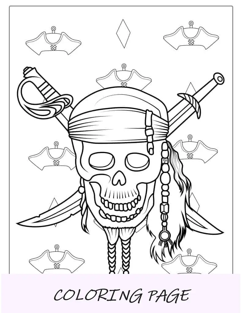 Piraten-Totenkopf-Emblem zum Ausmalen