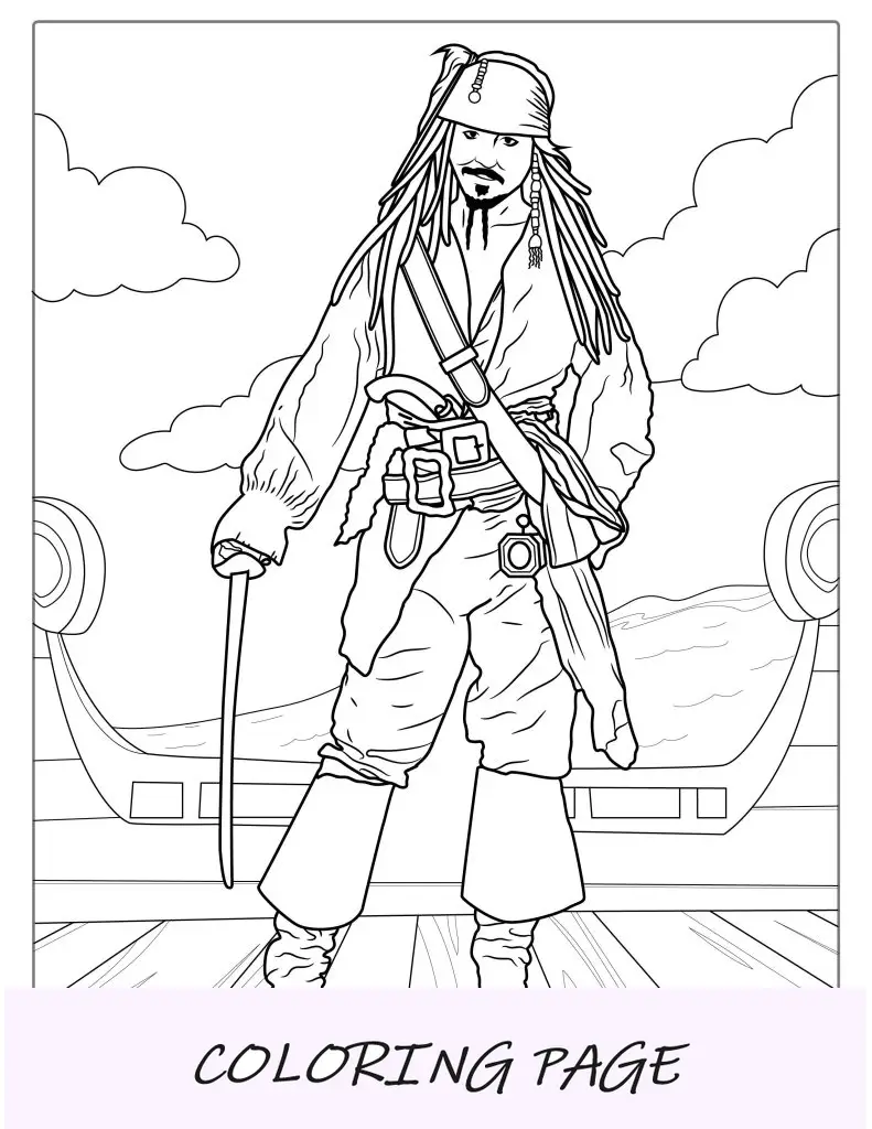 Malvorlage Pirat Captain Jack Sparrow