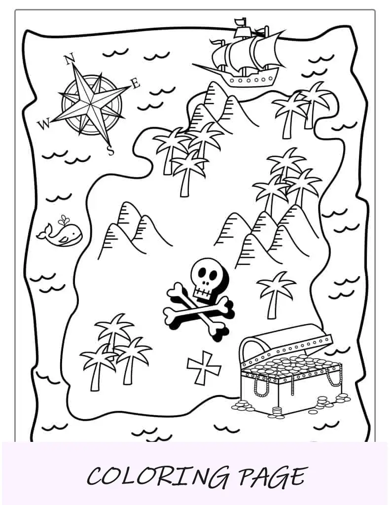 Malblatt einer Piratenkarte