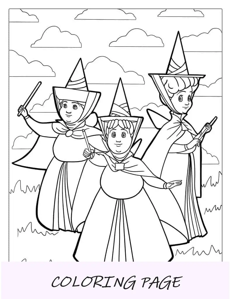 Hoja para colorear de flora, fauna y hadas de Merryweather