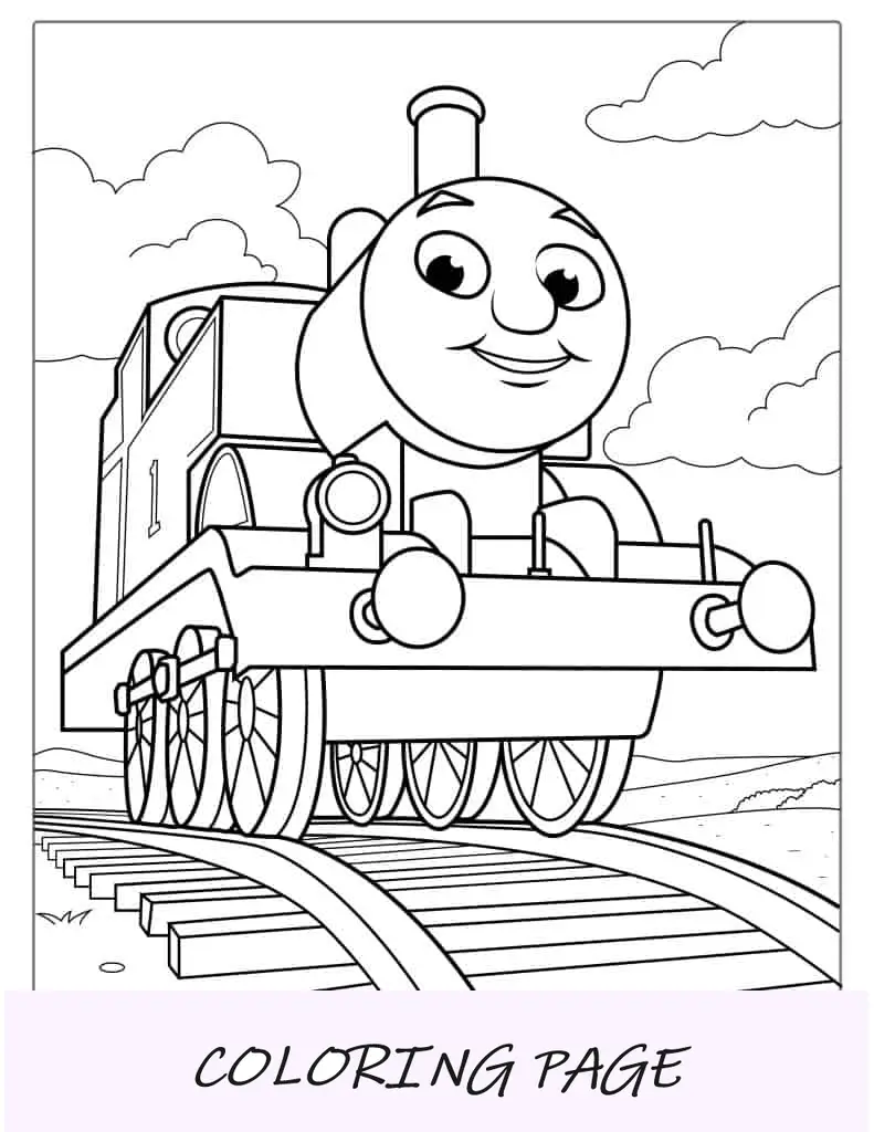 Imagem para colorir sorridente de Thomas, o motor do tanque
