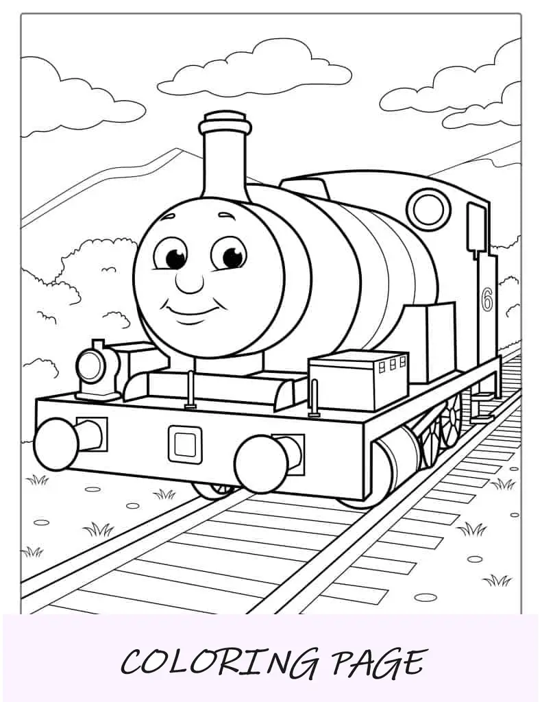 Folha para colorir simples de Percy, o trem