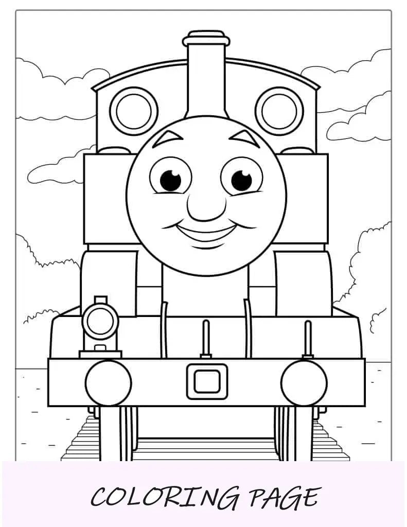 Esboço simples de Thomas, o motor do tanque para colorir