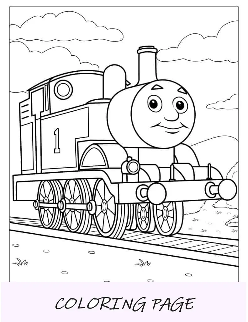 Esboço fácil de Thomas, o motor do tanque para colorir