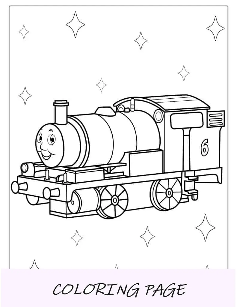 Página para colorir fácil de Percy, o trem