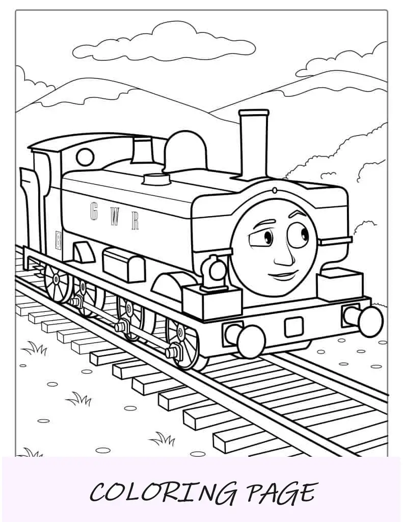 Folha para colorir de pato o trem