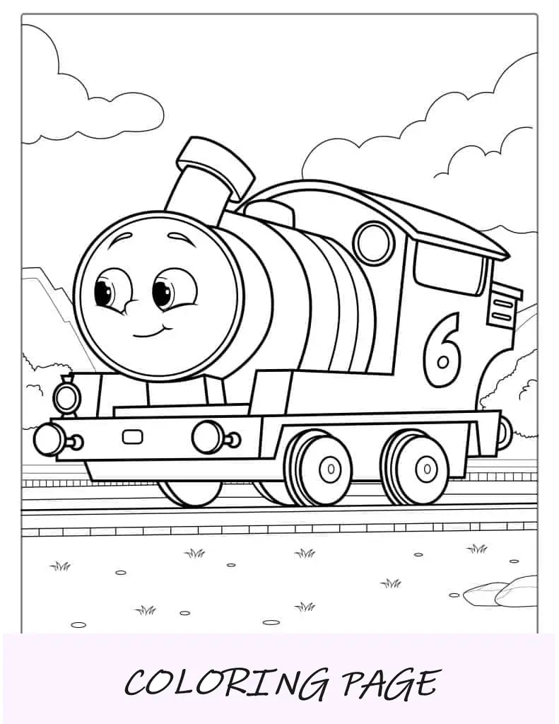 Página para colorir de Percy, de Thomas e amigos