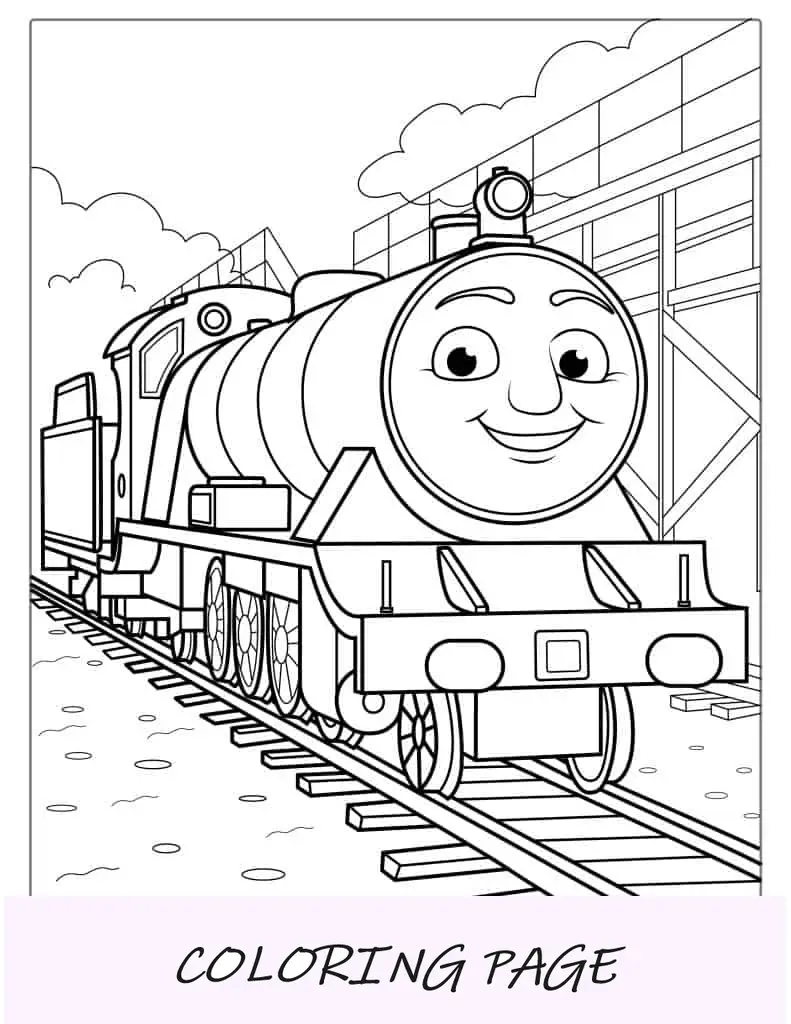 Página para colorir de Oliver, o trem