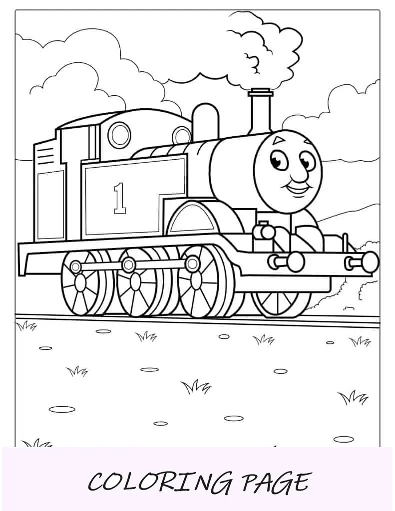 Thomas com vapor saindo do motor para a cor