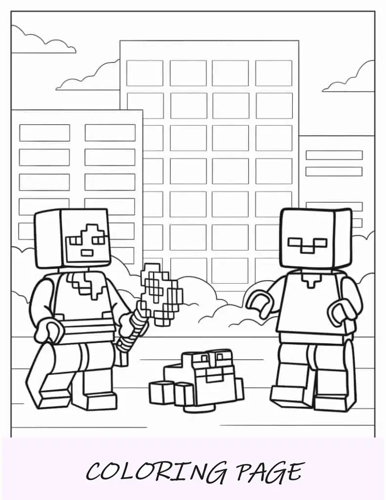 Página para colorir Lego Minecraft A aventura do pântano