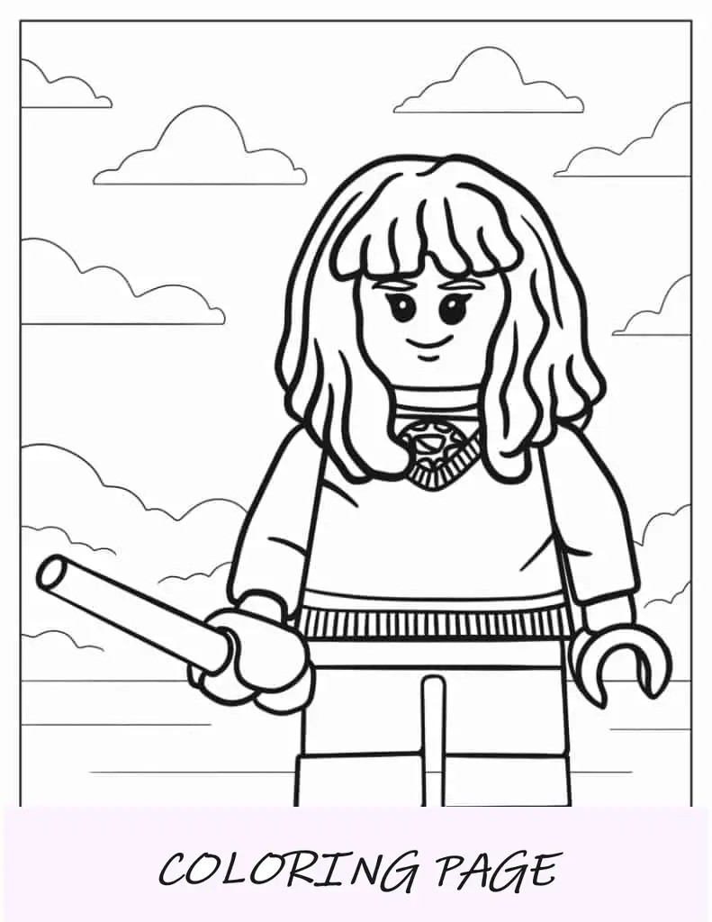 Página para colorir fácil de Hermione Granger para crianças em idade pré-escolar
