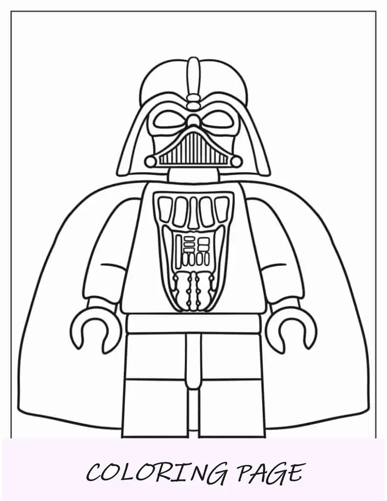Página para colorir fácil de Lego Darth Vader